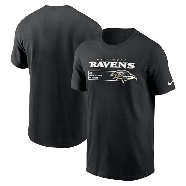 Men's Baltimore Ravens Black Division Essential T-Shirt